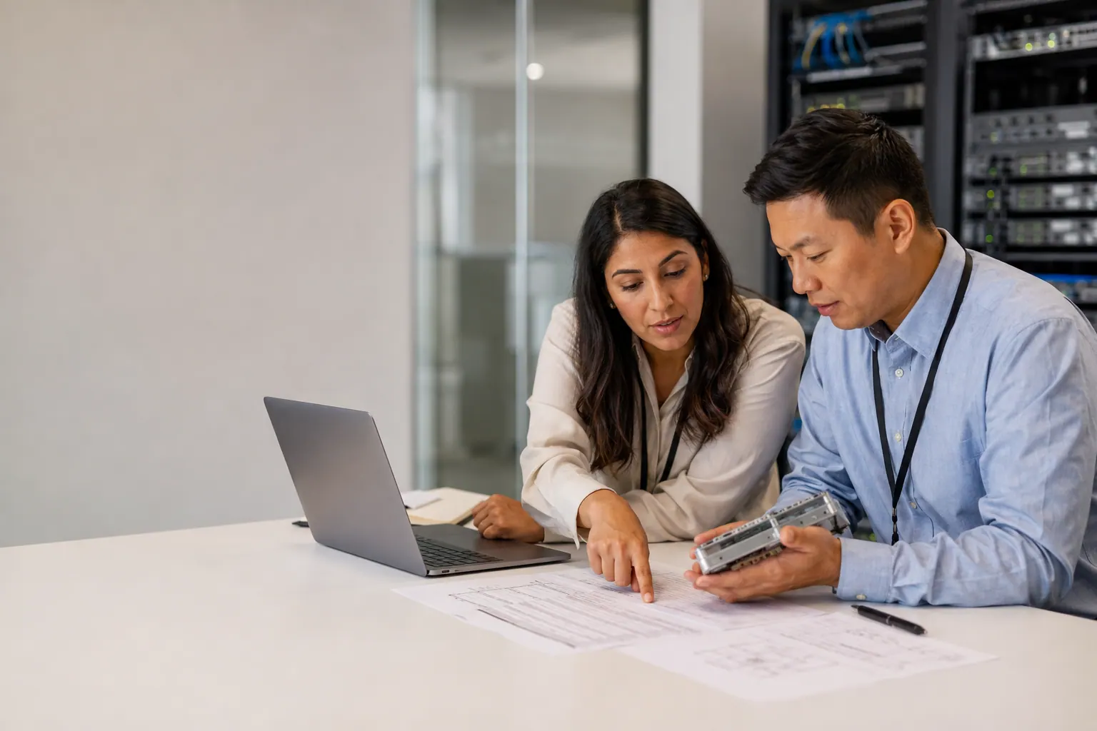 Procurement professionals comparing an enterprise hardware model with a BOM